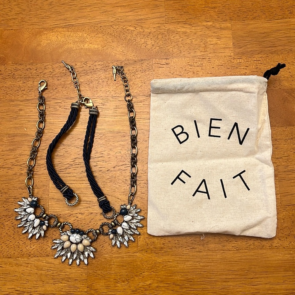 Chloe + Isabel Statement Necklace.  2 optional convertible chains to wear. Navy.